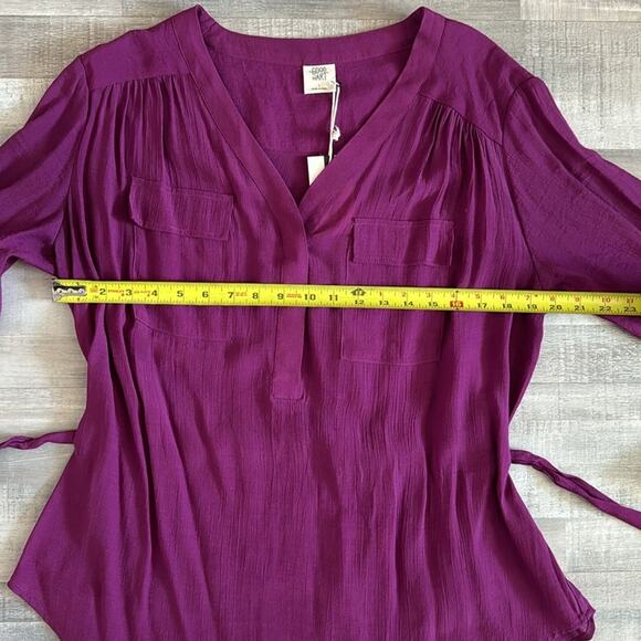 Matilda Jane Womens Tunic Long Sleeve Size Large Plum Purple V-neck Tie Waist - Picture 12 of 14